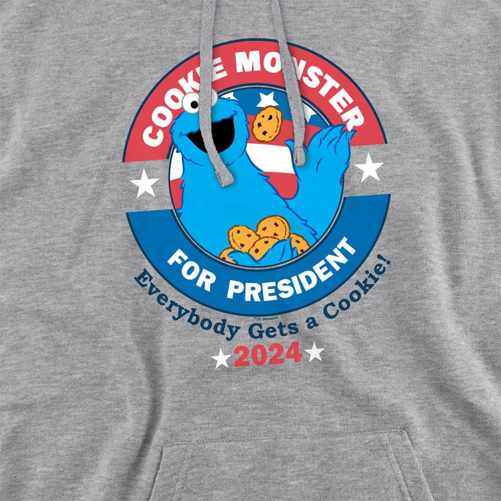 Athletic Heather - Side - Sesame Street Unisex Adult For President Cookie Monster Heather Hoodie