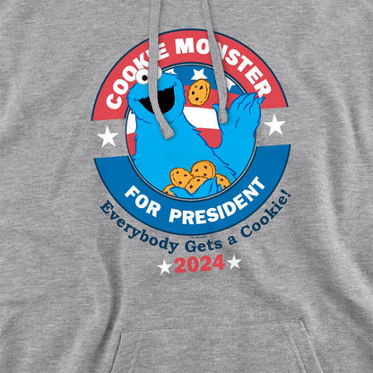 Athletic Heather - Side - Sesame Street Unisex Adult For President Cookie Monster Heather Hoodie