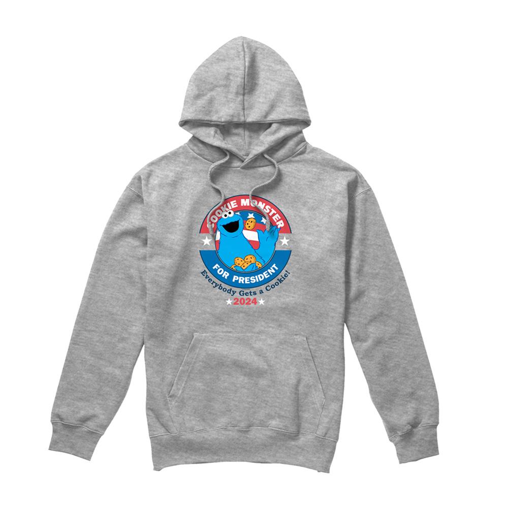 Athletic Heather - Front - Sesame Street Unisex Adult For President Cookie Monster Heather Hoodie