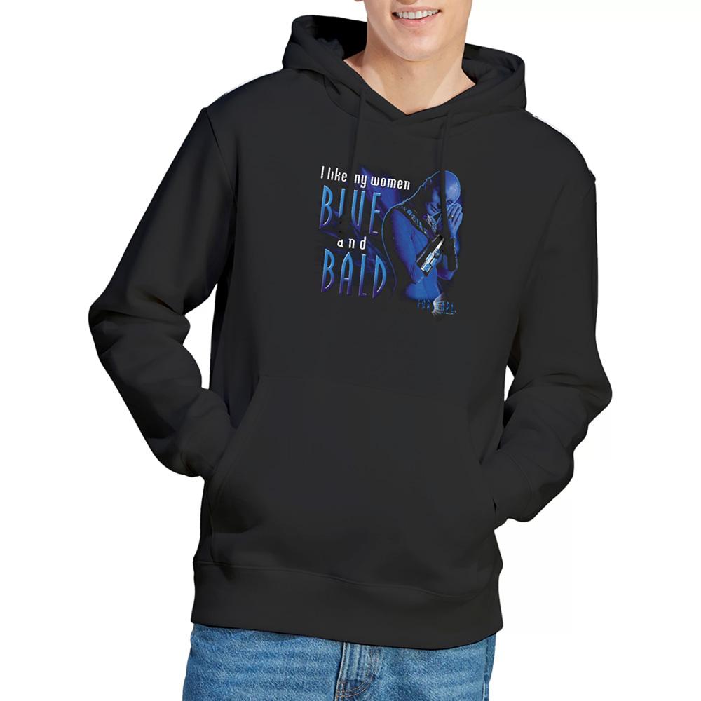 Black - Back - Farscape Unisex Adult Blue And Bald Hoodie