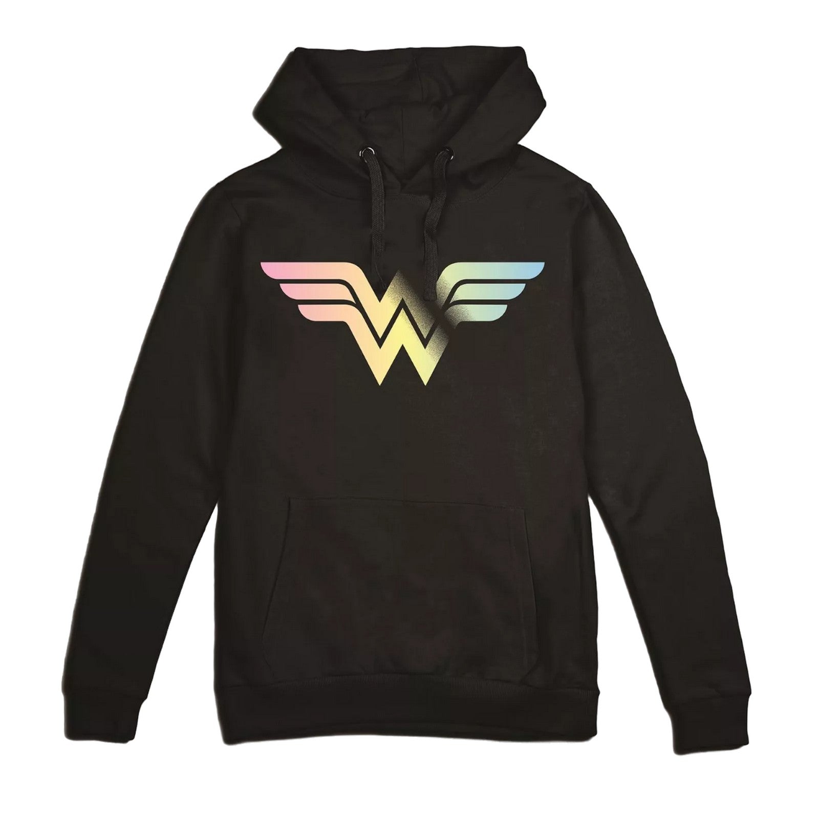 Black - Front - Wonder Woman Womens-Ladies Gradient Logo Hoodie
