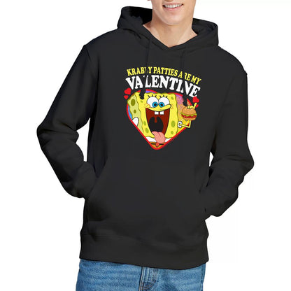 Black - Back - SpongeBob SquarePants Unisex Adult Krabby Patties Are My Valentine Hoodie