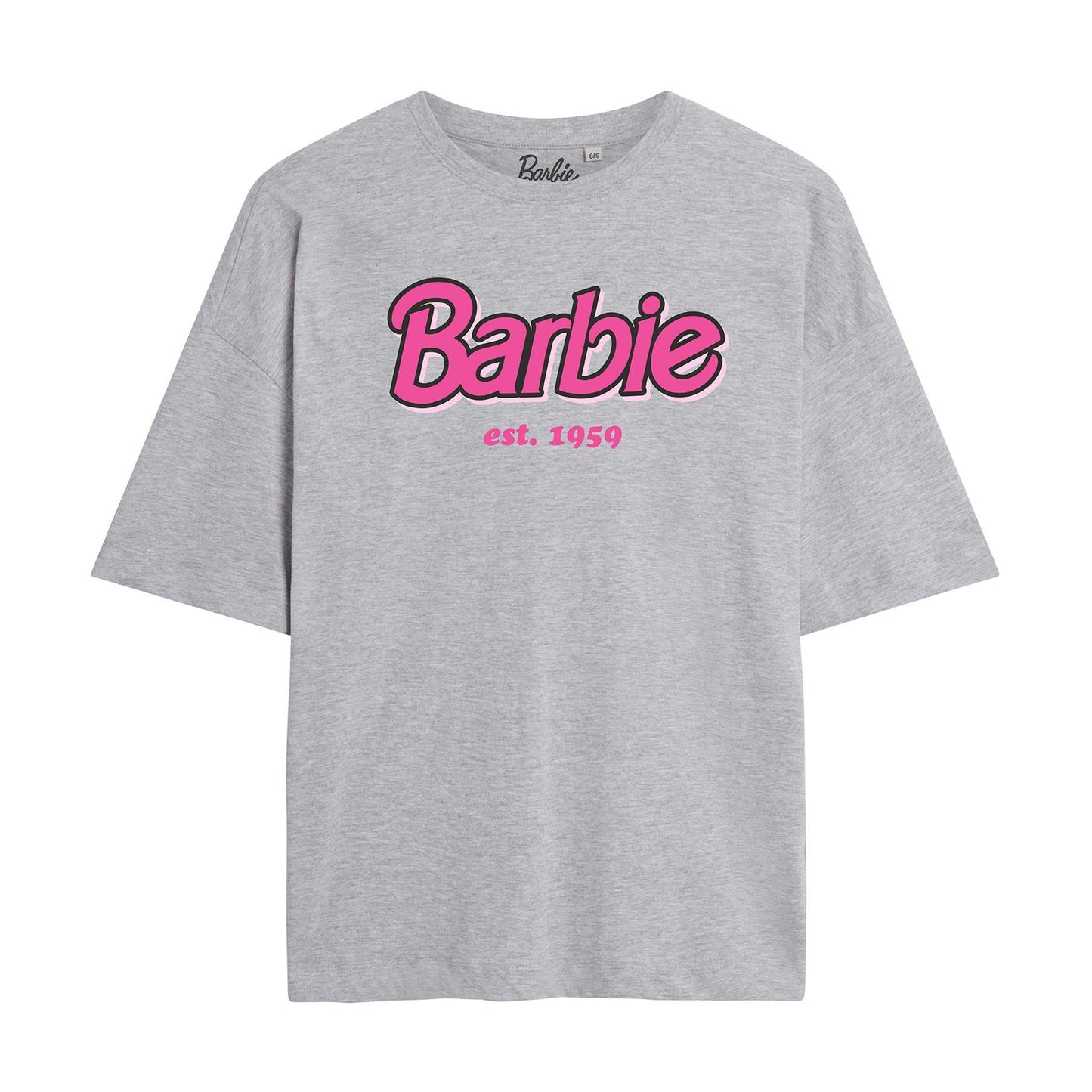 Heather Grey - Front - Barbie Womens-Ladies Established 1959 Oversized T-Shirt