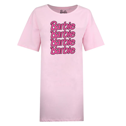Light Pink - Front - Barbie Womens-Ladies Repeat Logo Long Length T-Shirt