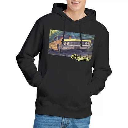Black - Back - Oldsmobile Unisex Adult Coupe Painting Hoodie