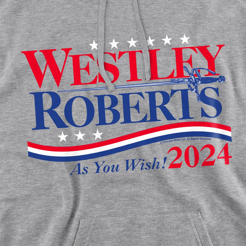 Athletic Heather - Side - The Princess Bride Unisex Adult Westley Roberts For President As You Wish 2024 Heather Hoodie