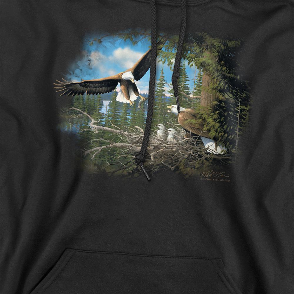 Black - Side - Wildlife Unisex Adult Bald Eagles Hoodie