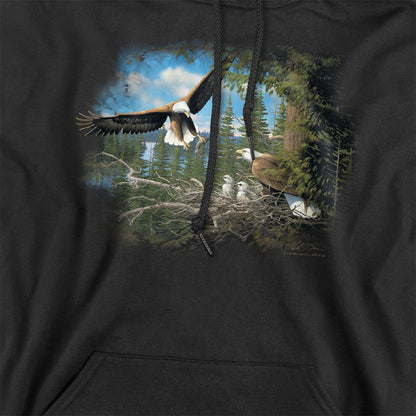 Black - Side - Wildlife Unisex Adult Bald Eagles Hoodie