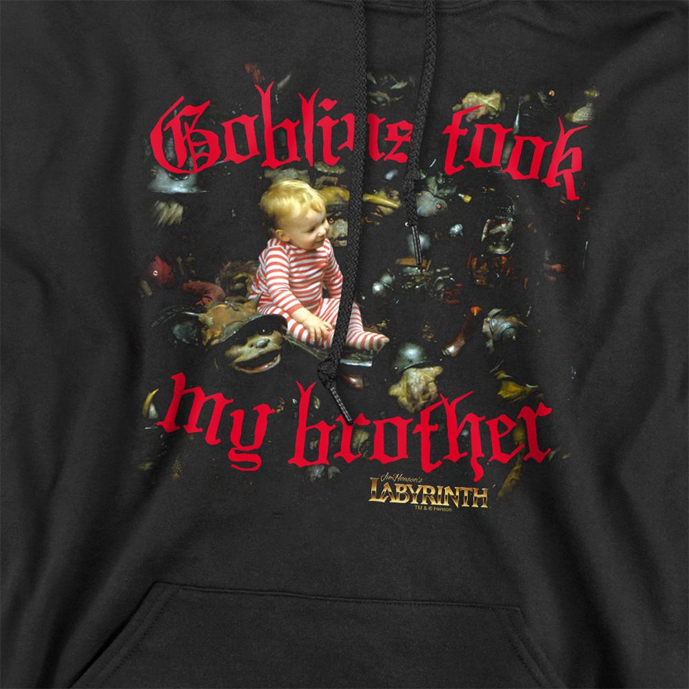 Black - Side - Labyrinth Unisex Adult Goblins Took My Brother Hoodie