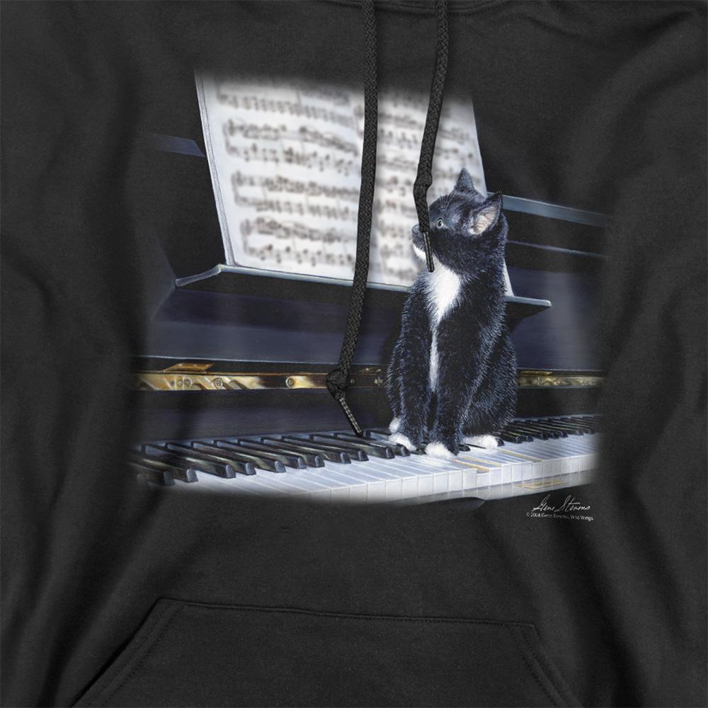 Black - Side - Wildlife Unisex Adult Kitten On The Keys Hoodie