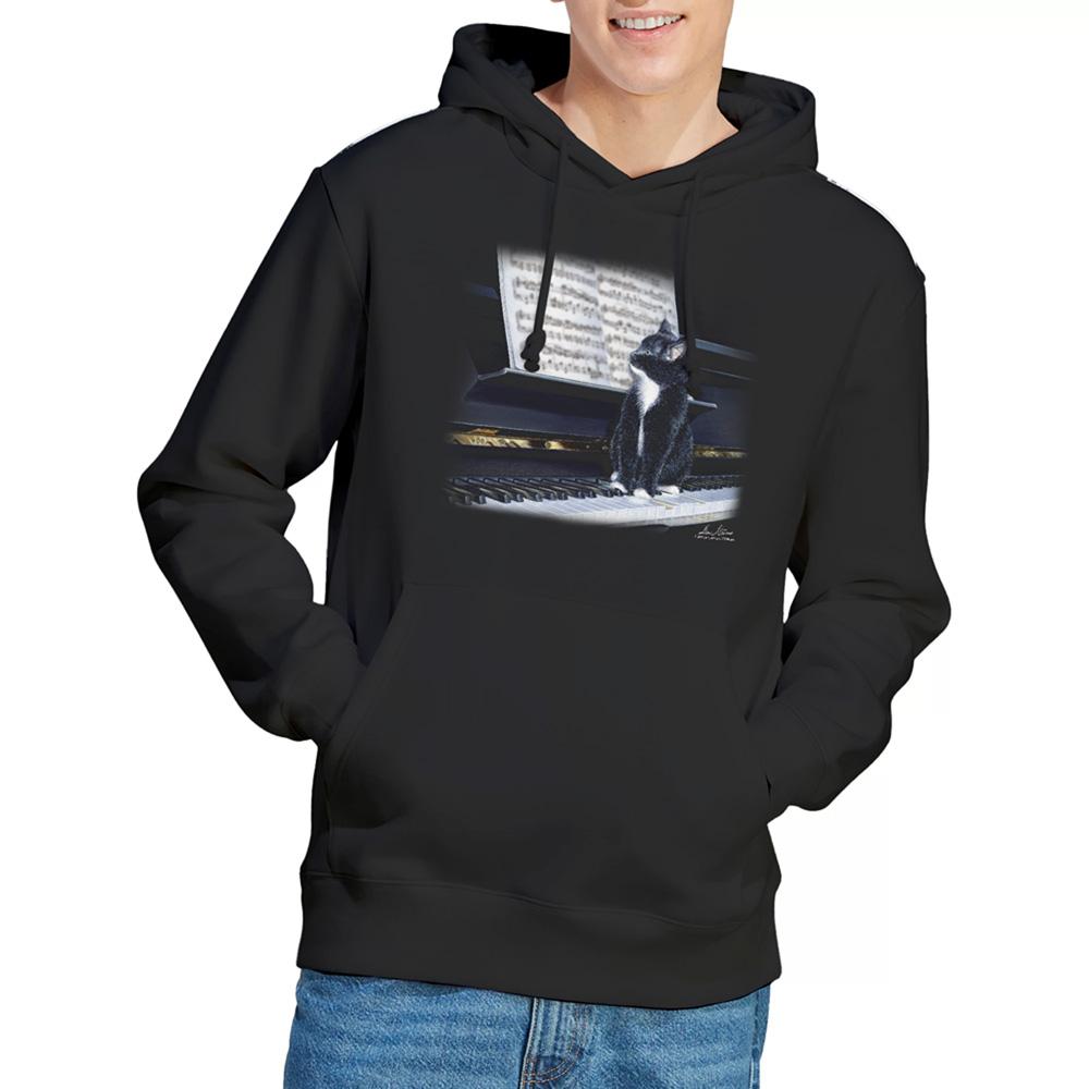 Black - Lifestyle - Wildlife Unisex Adult Kitten On The Keys Hoodie