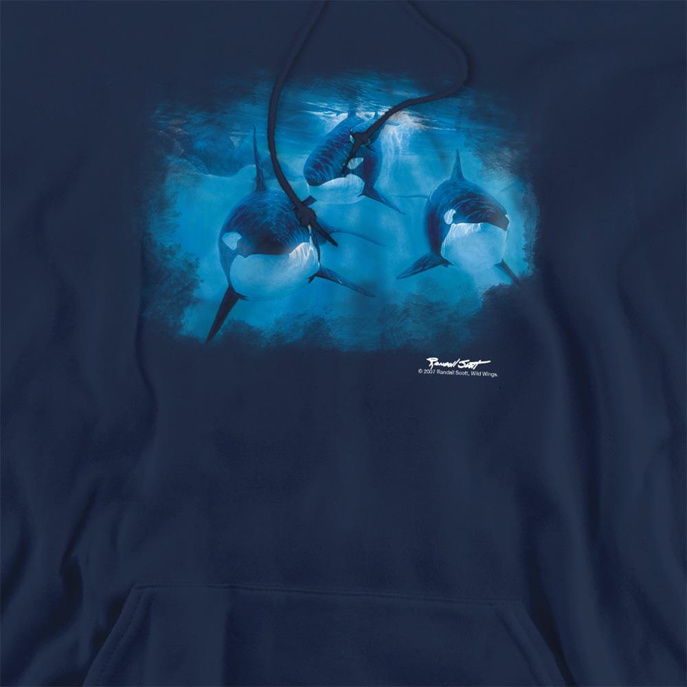 Navy - Side - Wildlife Unisex Adult Pod Of Orcas Hoodie