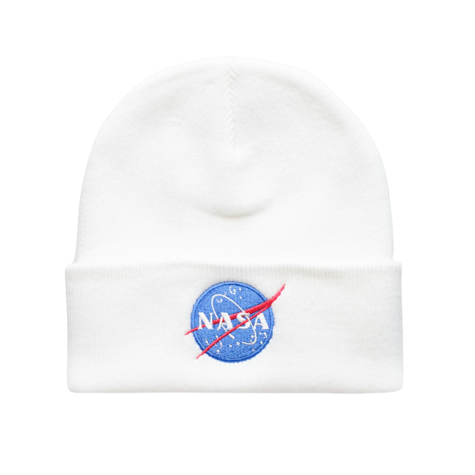 White - Front - NASA Mens Meatball Beanie