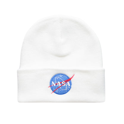 White - Front - NASA Mens Meatball Beanie