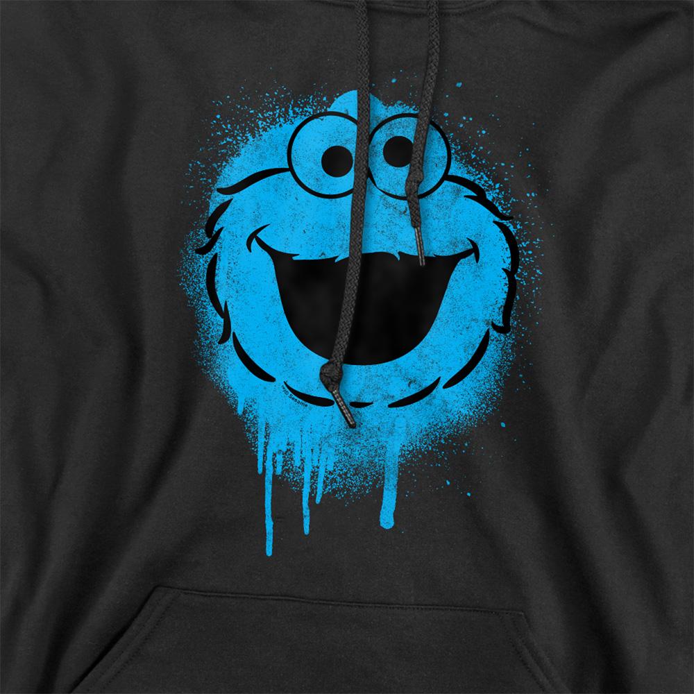 Black - Side - Sesame Street Unisex Adult Cookie Monster Graffiti Hoodie