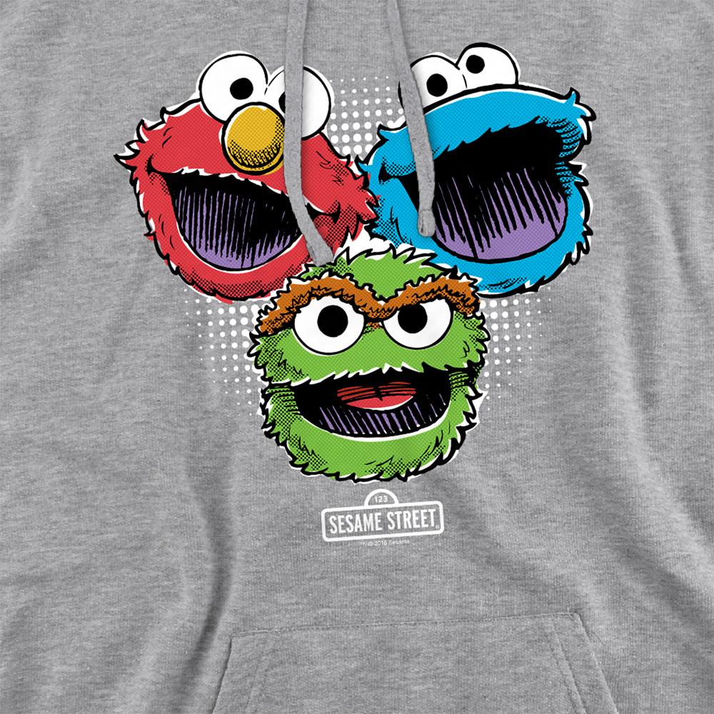 Athletic Heather - Side - Sesame Street Unisex Adult Halftone Heads Heather Hoodie
