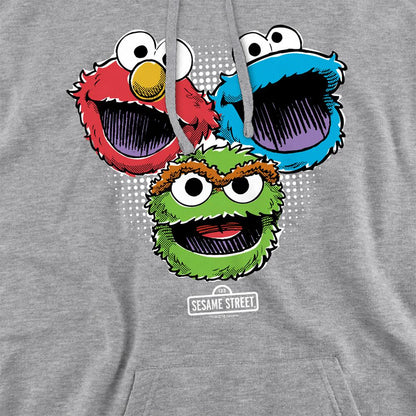 Athletic Heather - Side - Sesame Street Unisex Adult Halftone Heads Heather Hoodie