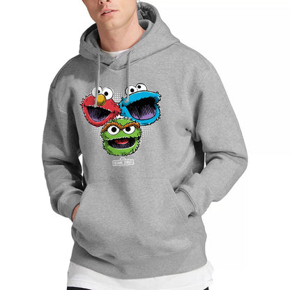 Athletic Heather - Lifestyle - Sesame Street Unisex Adult Halftone Heads Heather Hoodie