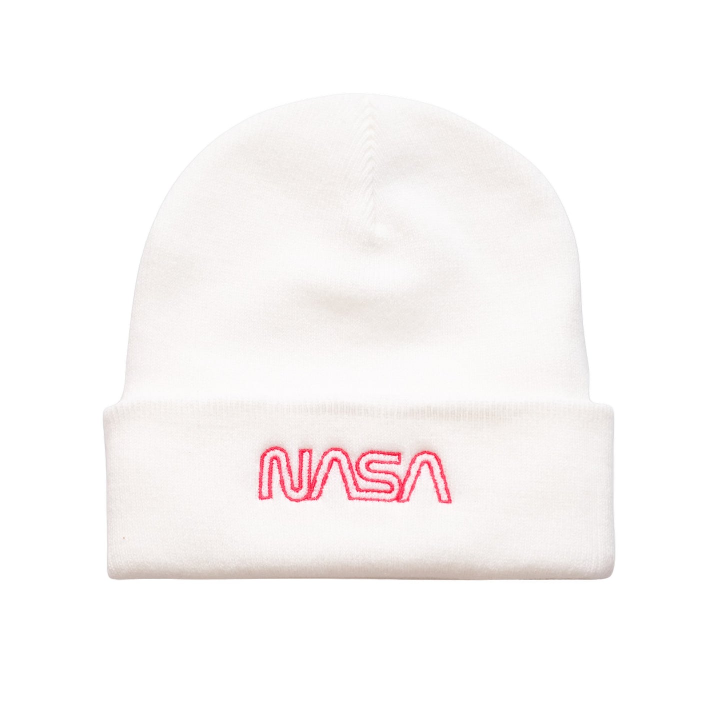 White - Front - NASA Mens Outline Logo Beanie