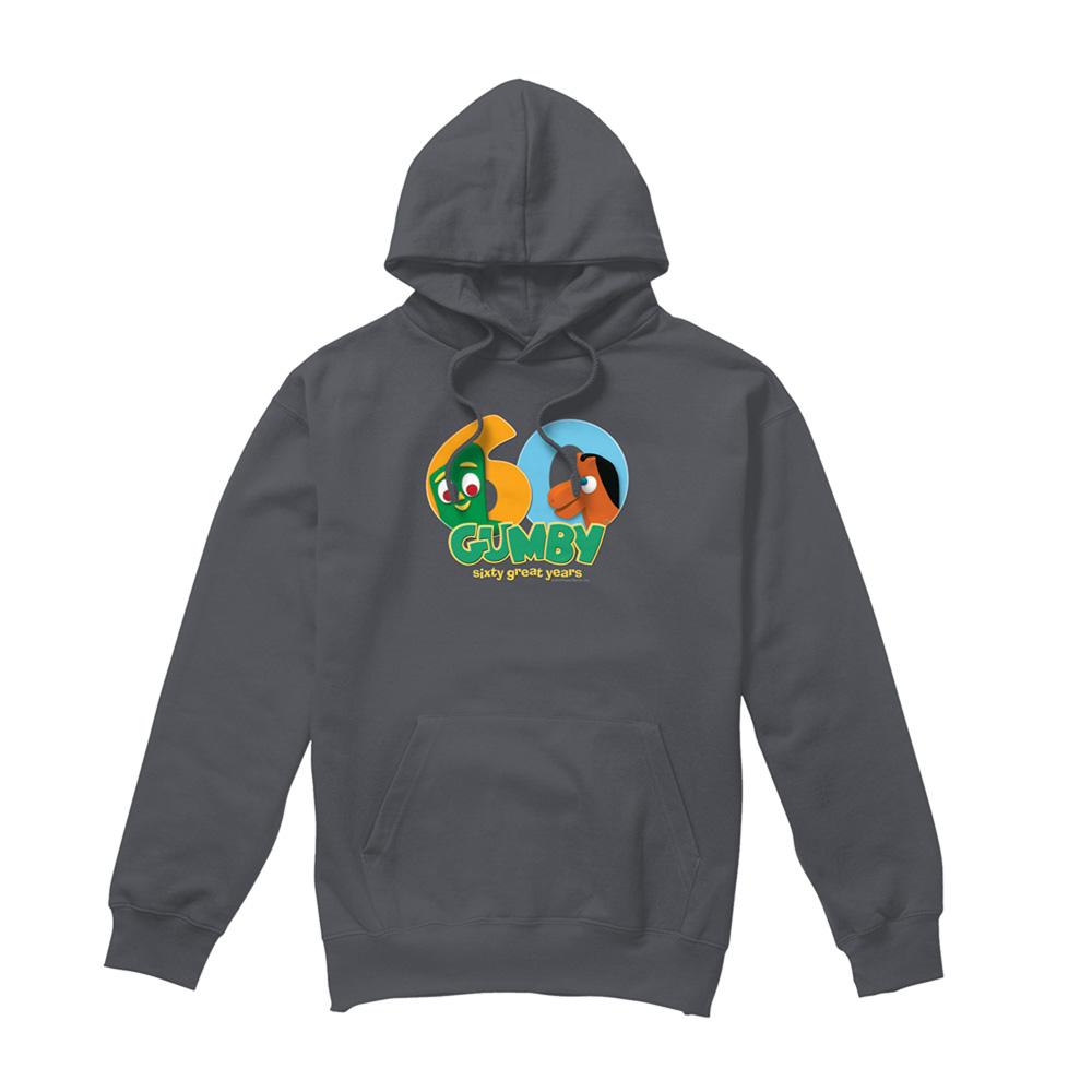 Charcoal - Front - Gumby Unisex Adult 60th Hoodie