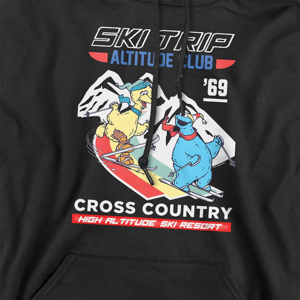 Black - Side - Sesame Street Unisex Adult Apres Ski Big Bird & Cookie Monster Hoodie