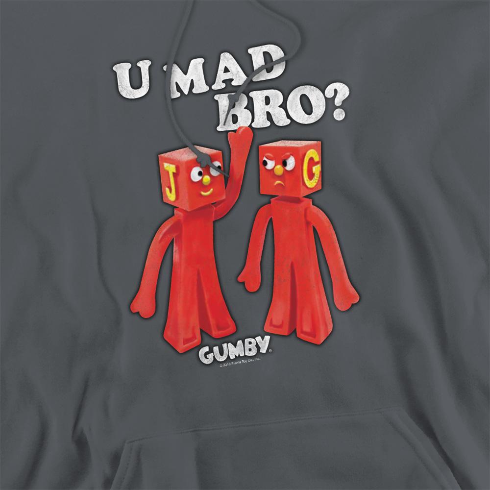 Charcoal - Side - Gumby Unisex Adult U Mad Bro Hoodie