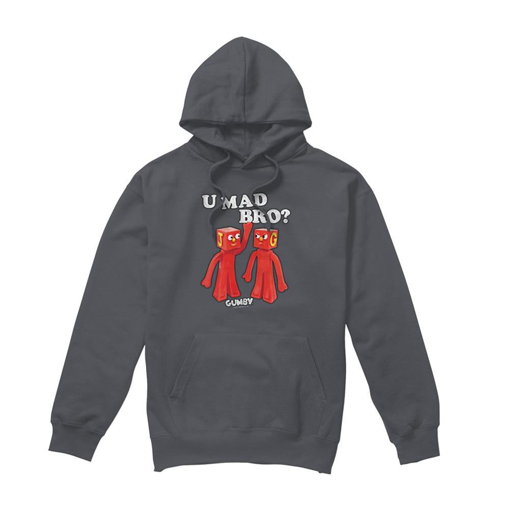 Charcoal - Front - Gumby Unisex Adult U Mad Bro Hoodie