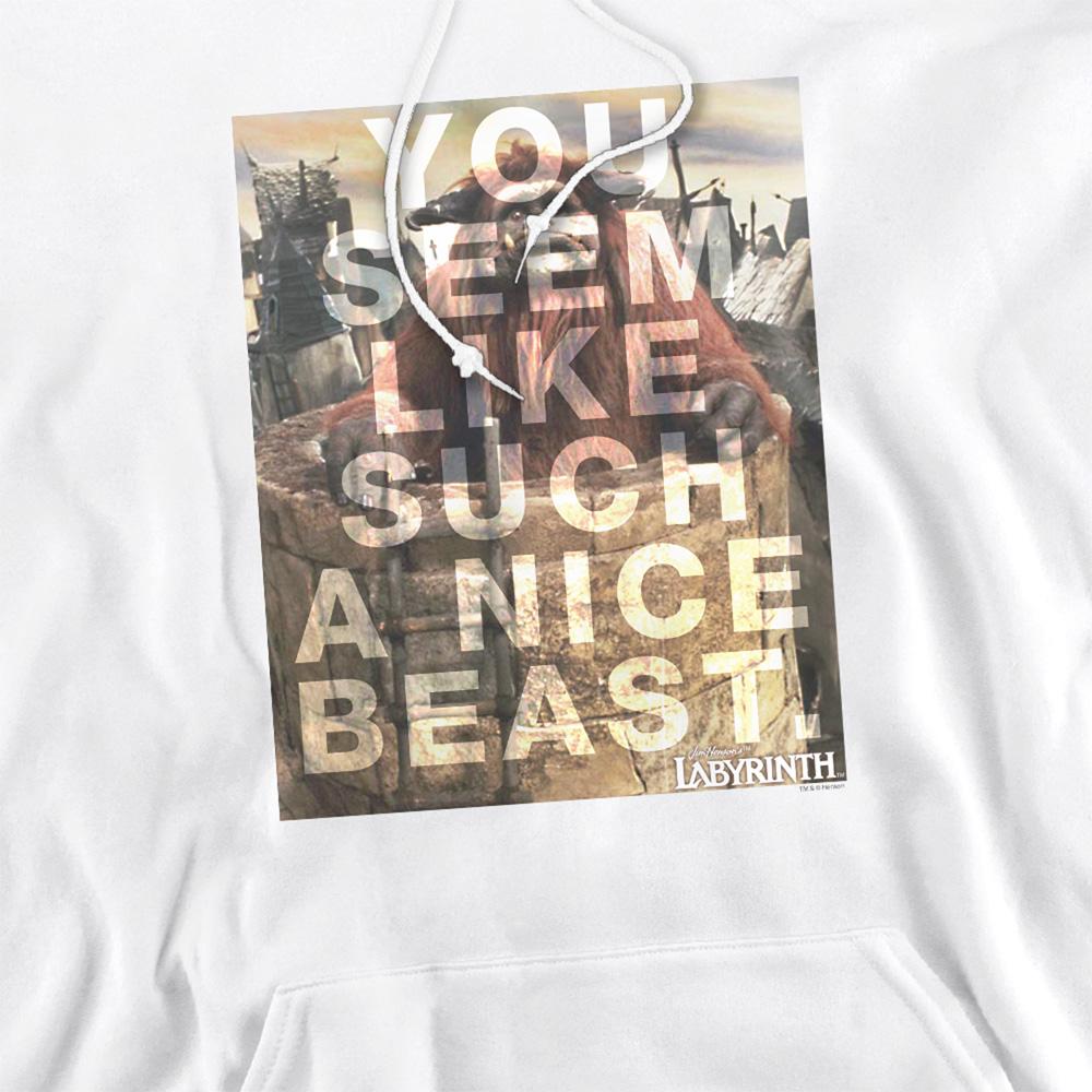 White - Side - Labyrinth Unisex Adult Nice Beast Hoodie