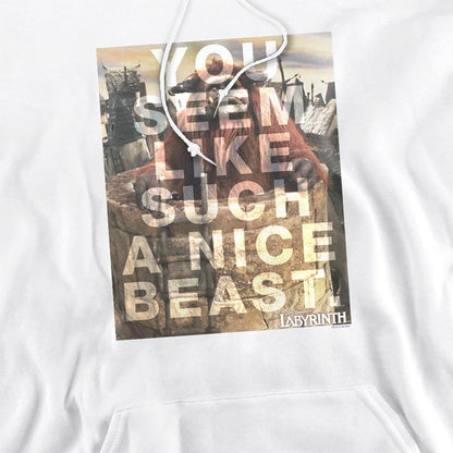 White - Side - Labyrinth Unisex Adult Nice Beast Hoodie
