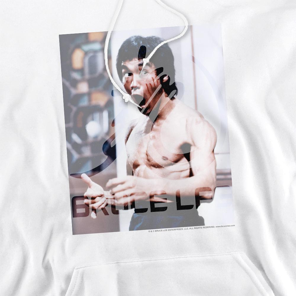 White - Side - Bruce Lee Unisex Adult Revving Up Hoodie