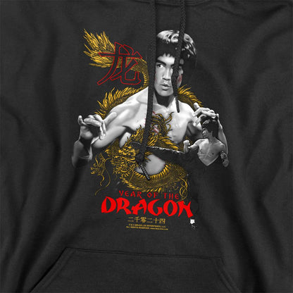 Black - Side - Bruce Lee Unisex Adult Year Of The Dragon Hoodie
