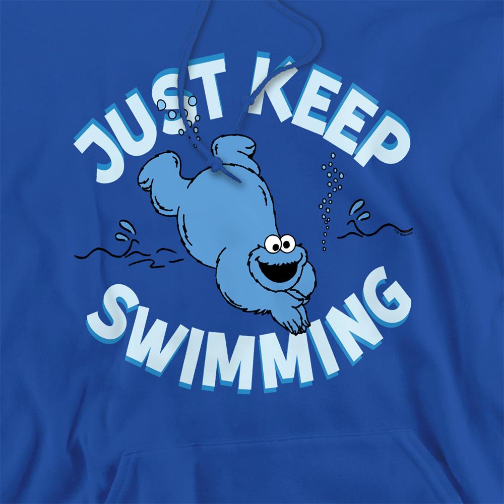 Royal Blue - Side - Sesame Street Unisex Adult Just Keep Jumping Cookie Monster Hoodie