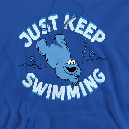 Royal Blue - Side - Sesame Street Unisex Adult Just Keep Jumping Cookie Monster Hoodie