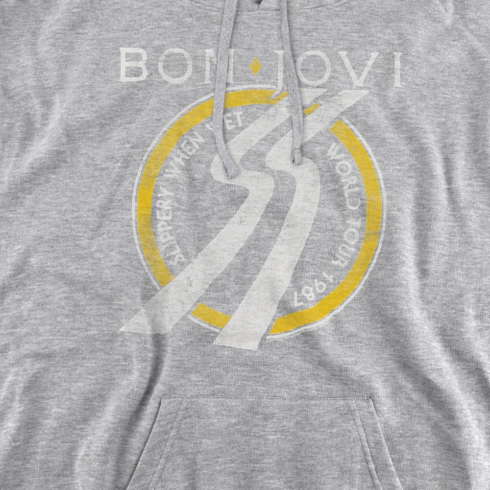 Athletic - Back - Bon Jovi Unisex Adult Slippery When Wet World Tour Heather Hoodie
