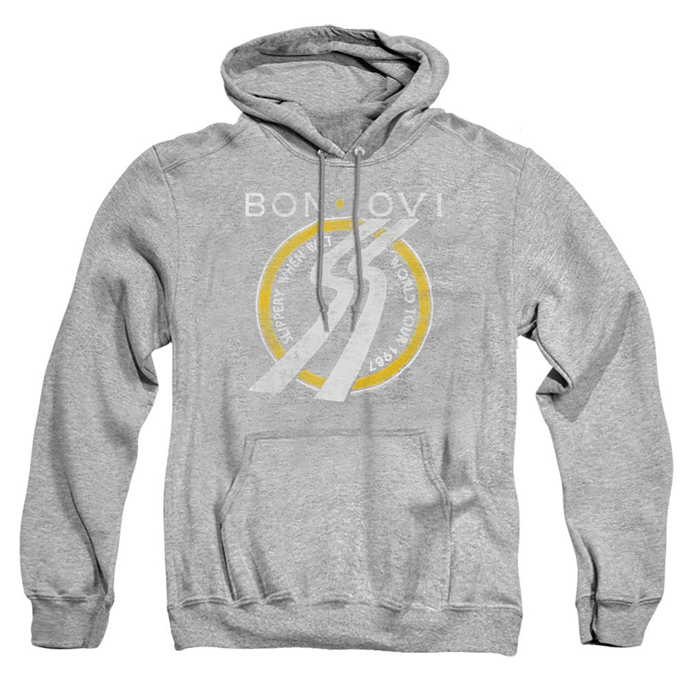 Athletic - Front - Bon Jovi Unisex Adult Slippery When Wet World Tour Heather Hoodie