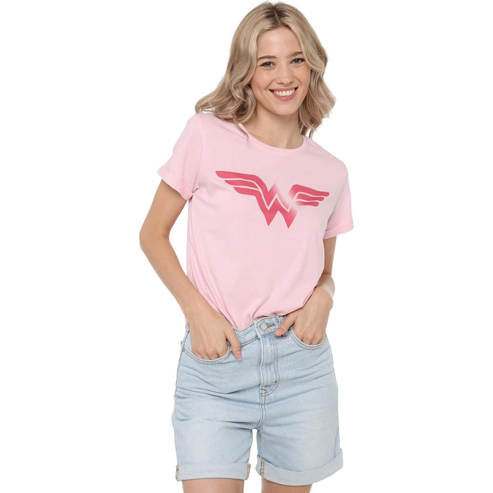 Lavender - Side - Wonder Woman Womens-Ladies Basic Gradient Logo T-Shirt