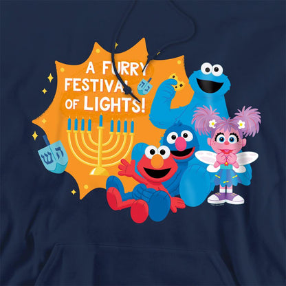 Navy - Side - Sesame Street Unisex Adult Furry Festival Of Lights Hoodie