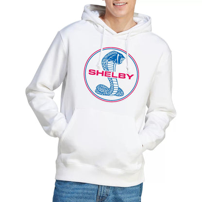 White - Lifestyle - Carroll Shelby Unisex Adult Circle Logo Hoodie