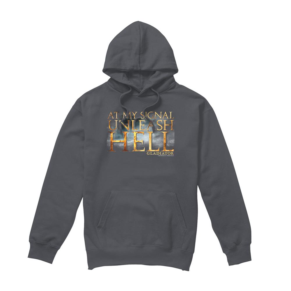 Charcoal - Front - Gladiator Unisex Adult Unleash Hell Hoodie