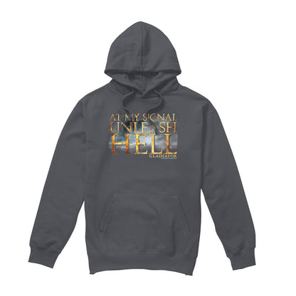 Charcoal - Front - Gladiator Unisex Adult Unleash Hell Hoodie