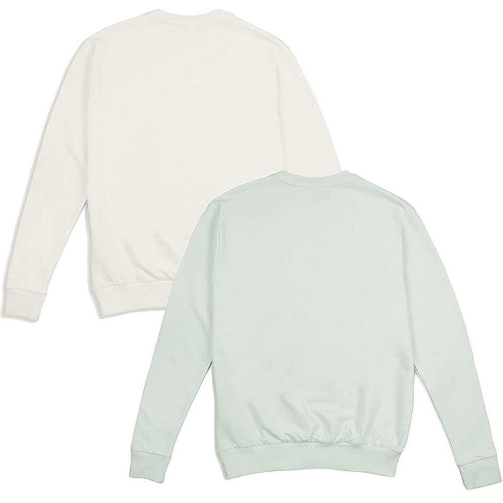 Sage-Stone - Back - Cotton Soul Womens-Ladies Plain Crew Neck Sweatshirt (Pack of 2)
