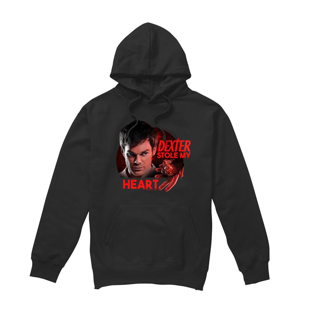 Black - Front - Dexter Unisex Adult Stole My Heart Hoodie