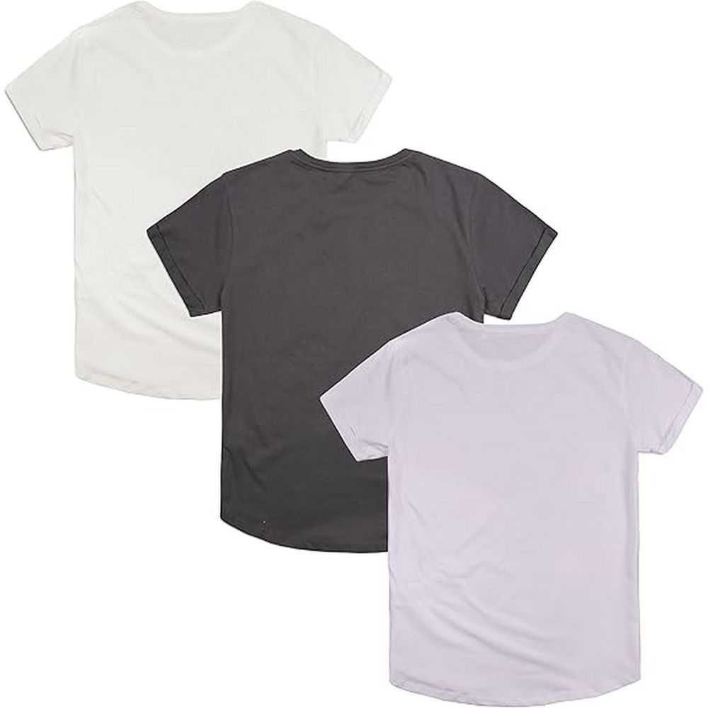 Charcoal-Lilac-Vintage White - Back - Cotton Soul Womens-Ladies Plain T-Shirt (Pack of 3)