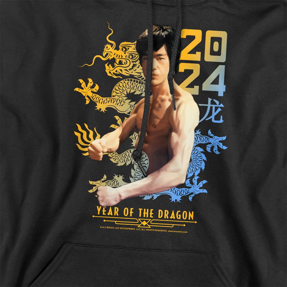 Black - Side - Bruce Lee Unisex Adult Year Of The Dragon Two Tone Hoodie