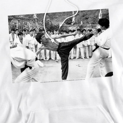 White - Side - Bruce Lee Unisex Adult Kick To The Head Hoodie