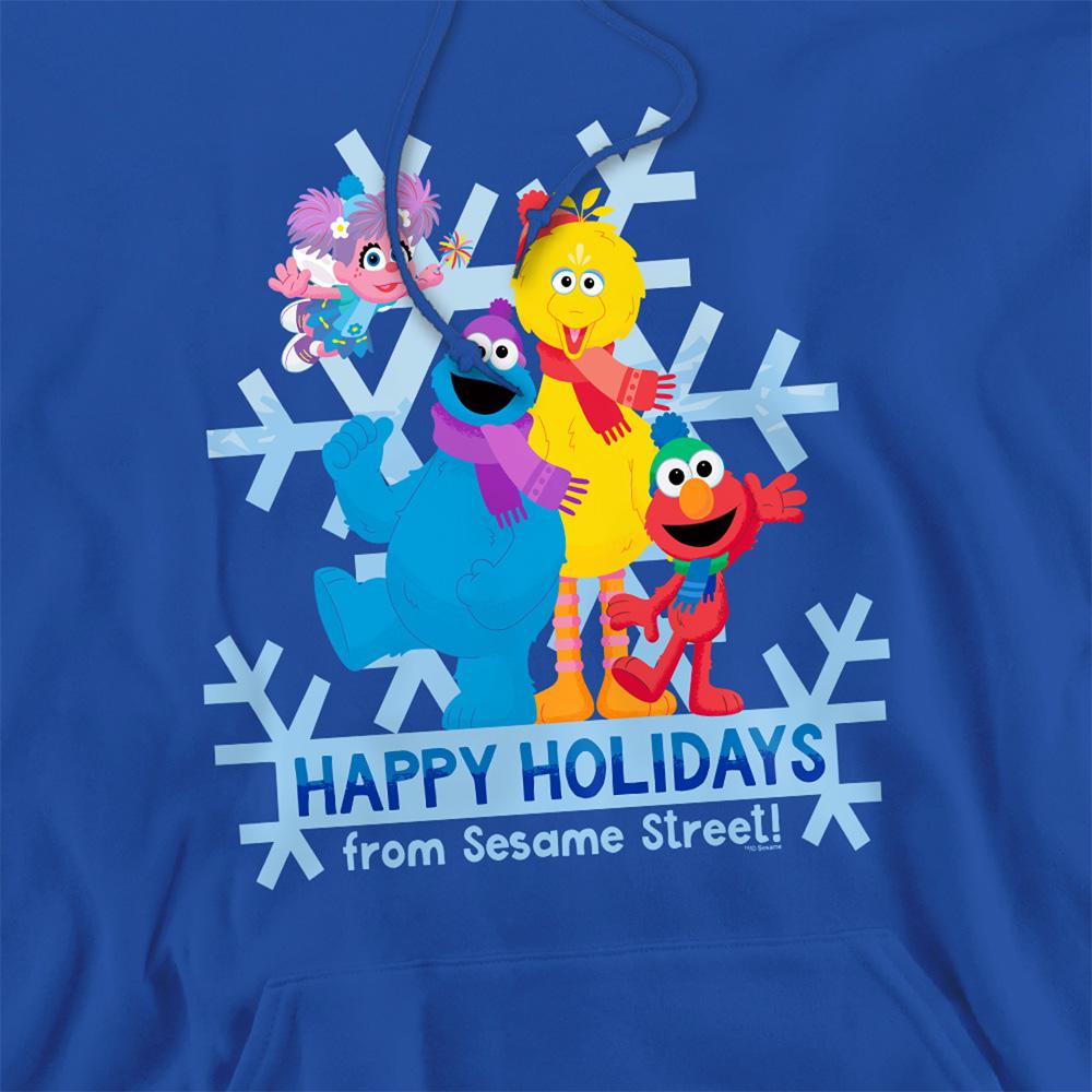Royal Blue - Side - Sesame Street Unisex Adult Happy Holidays Hoodie