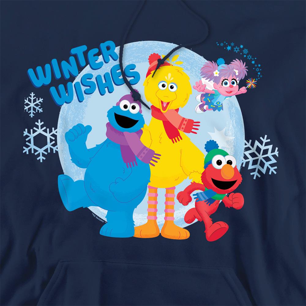 Navy - Side - Sesame Street Unisex Adult Winter Wishes Hoodie