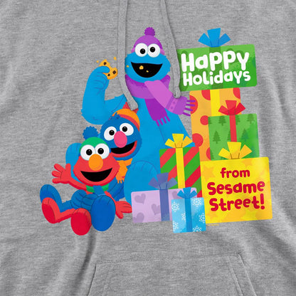 Athletic Heather - Side - Sesame Street Unisex Adult Happy Holidays Gifts Heather Hoodie