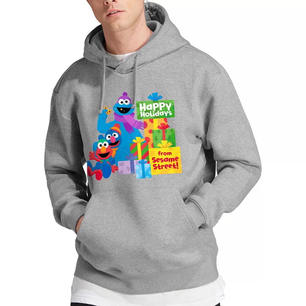 Athletic Heather - Lifestyle - Sesame Street Unisex Adult Happy Holidays Gifts Heather Hoodie