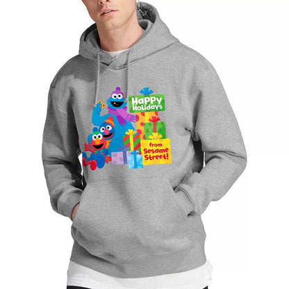 Athletic Heather - Lifestyle - Sesame Street Unisex Adult Happy Holidays Gifts Heather Hoodie